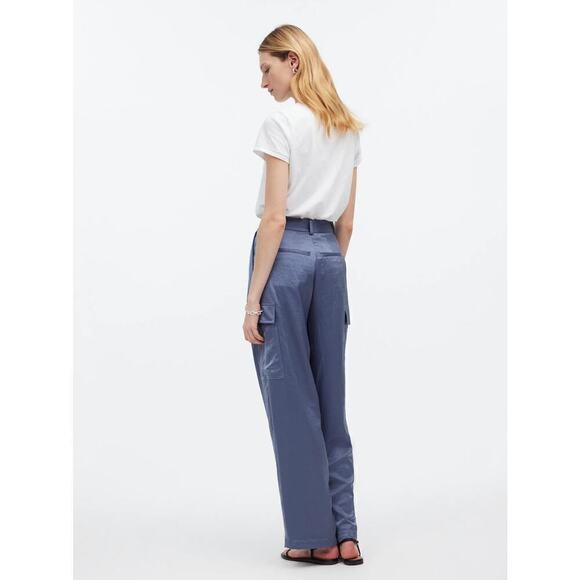 Madewell High-Rise Straight Cargo Trousers in Satin Size 6 - Picture 3 of 7